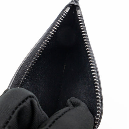 Zipped Card Holder White Palm Trees Black Leather