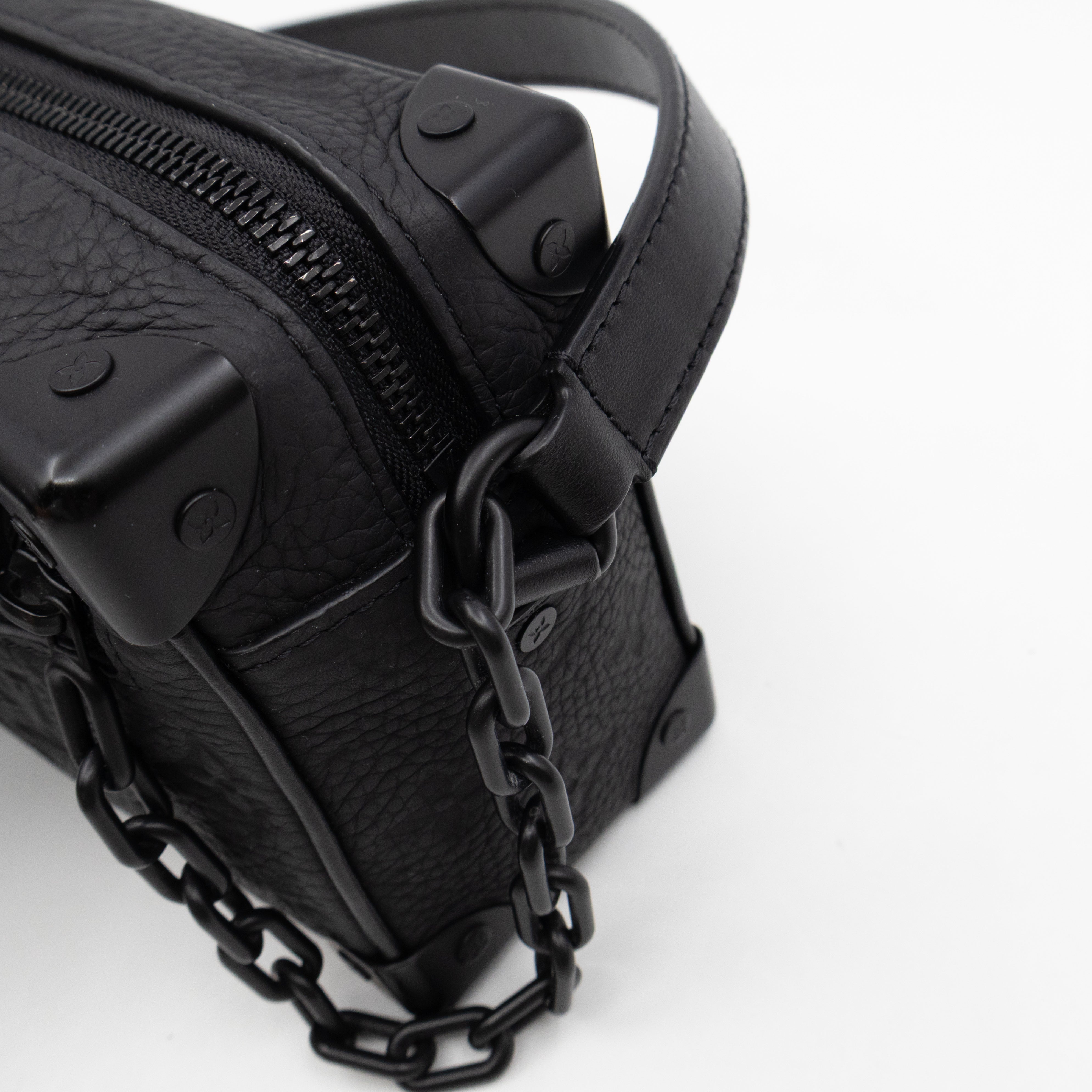 Mini Soft Trunk Bag Black Monogram Embossed Taurillon Leather