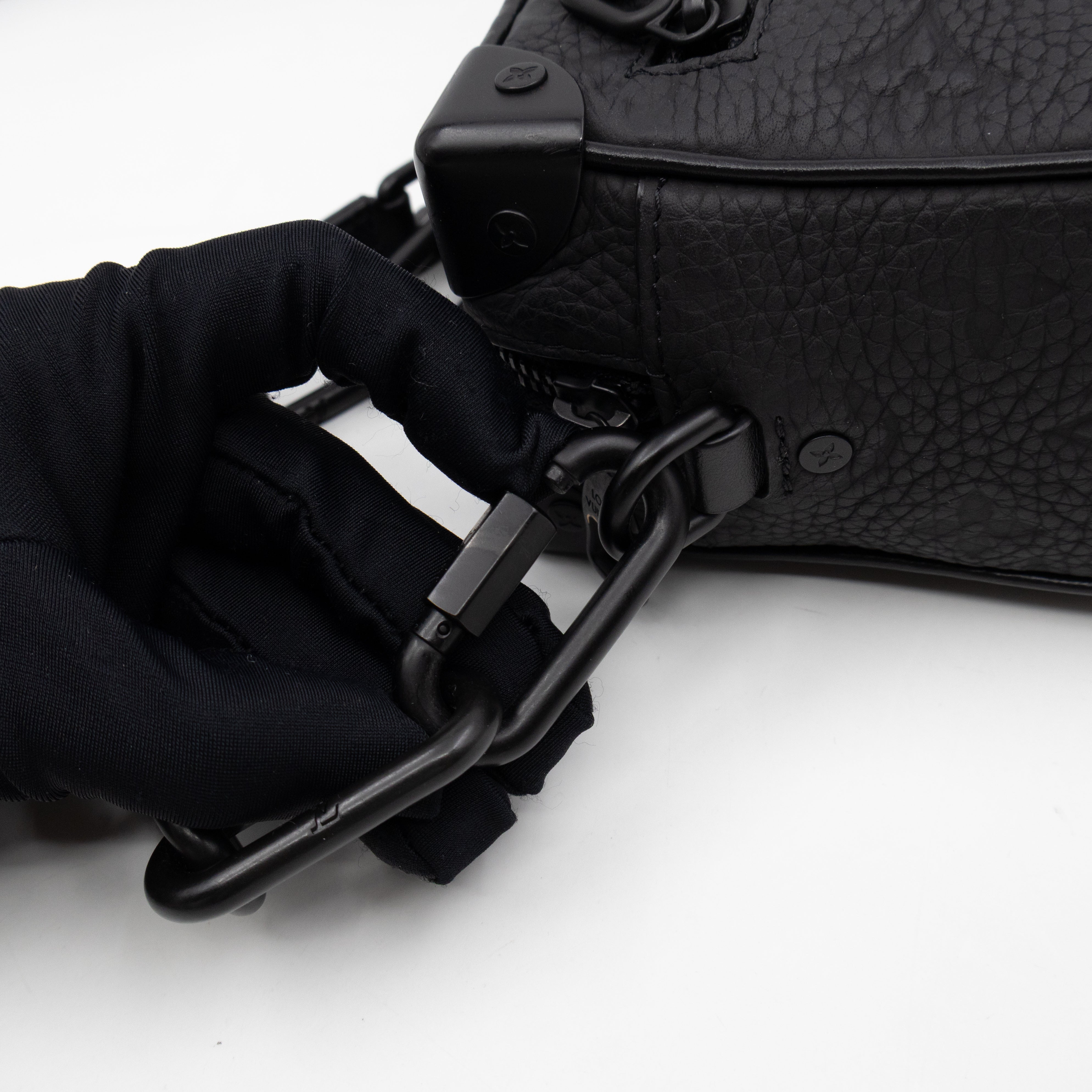 Mini Soft Trunk Bag Black Monogram Embossed Taurillon Leather