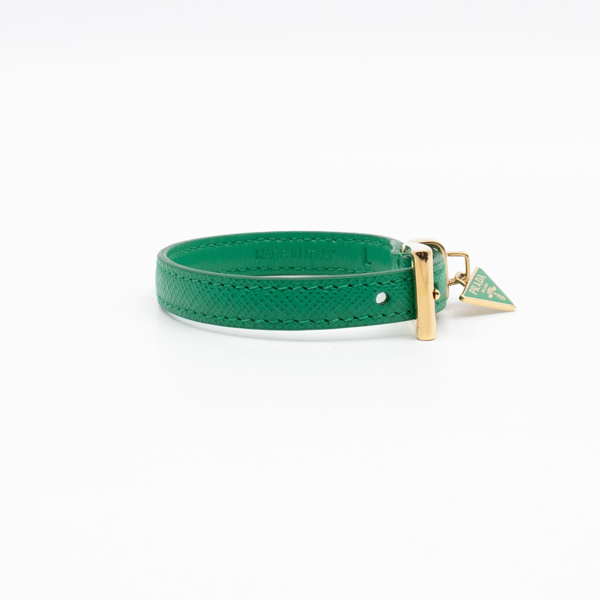 Triangle Charm Bracelet Green Leather