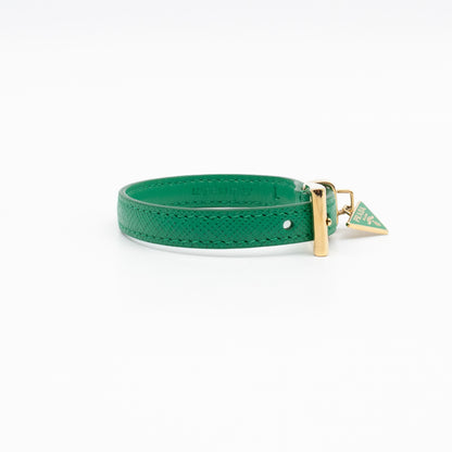 Triangle Charm Bracelet Green Leather