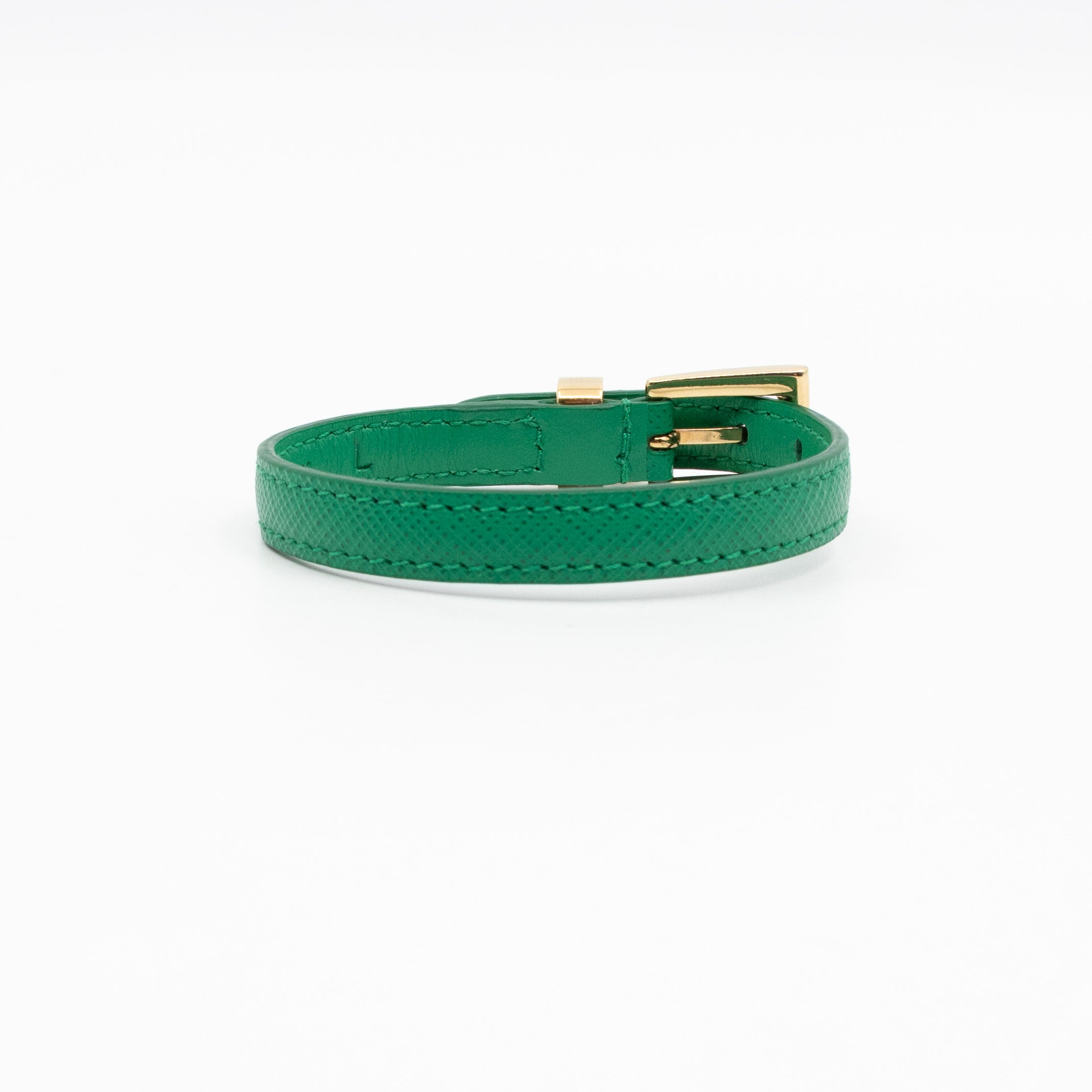 Triangle Charm Bracelet Green Leather