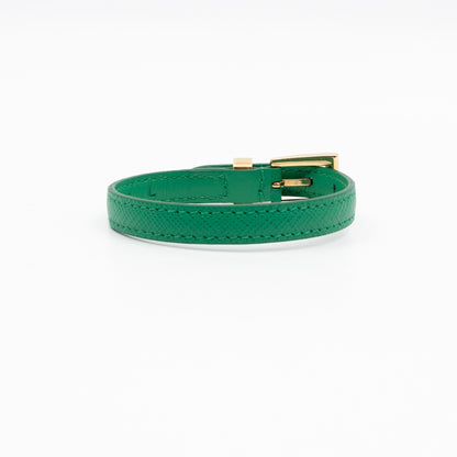 Triangle Charm Bracelet Green Leather