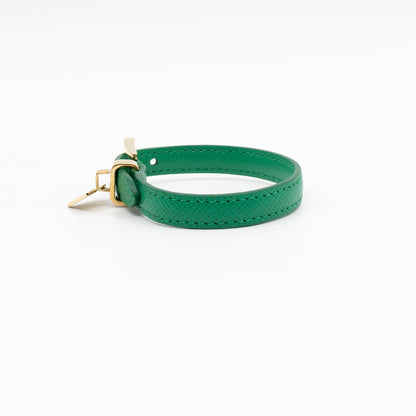 Triangle Charm Bracelet Green Leather