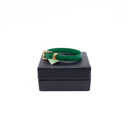 Triangle Charm Bracelet Green Leather