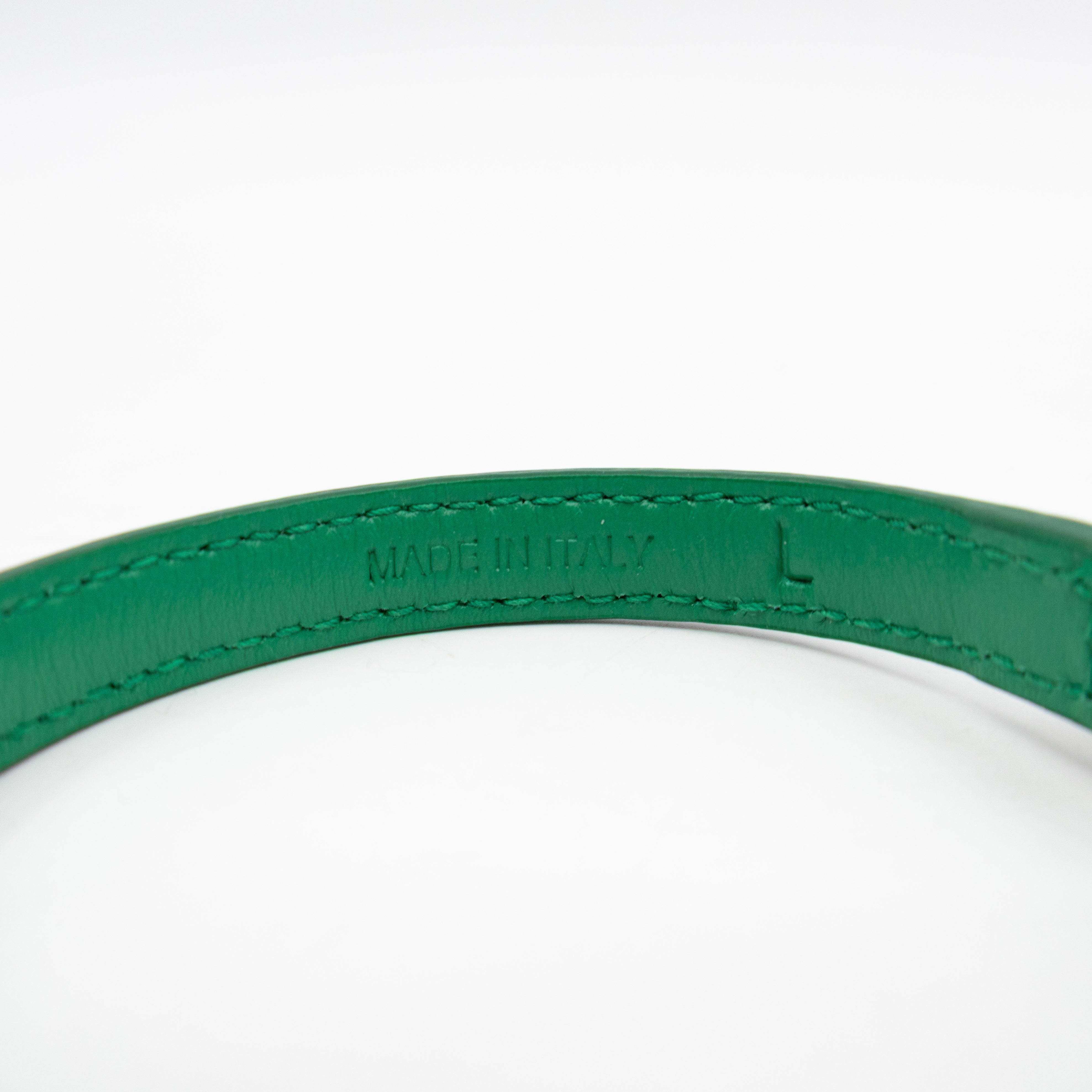 Triangle Charm Bracelet Green Leather