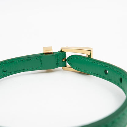 Triangle Charm Bracelet Green Leather