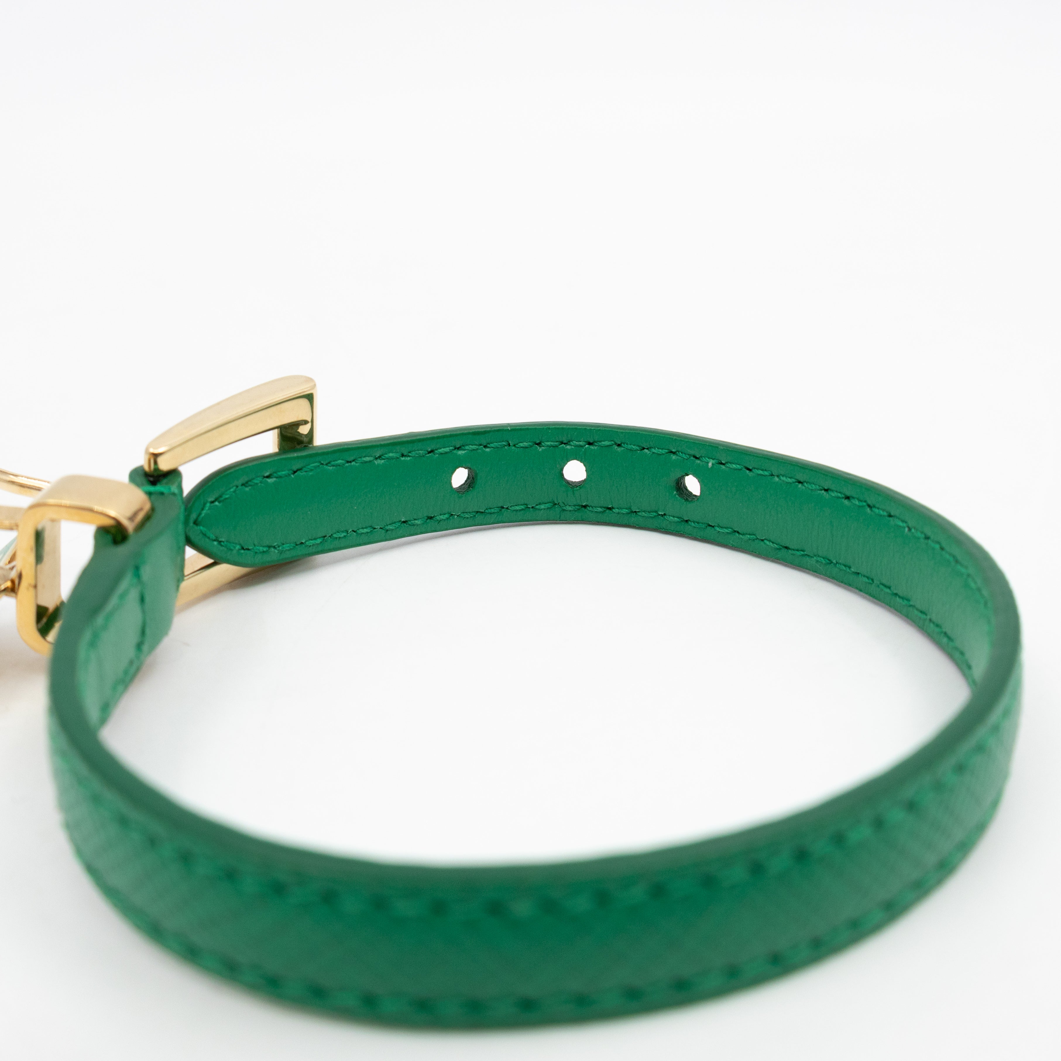 Triangle Charm Bracelet Green Leather