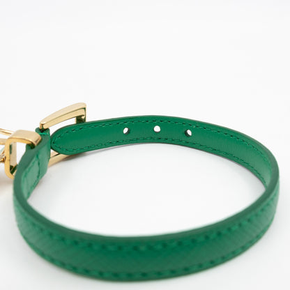 Triangle Charm Bracelet Green Leather