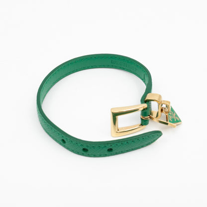 Triangle Charm Bracelet Green Leather