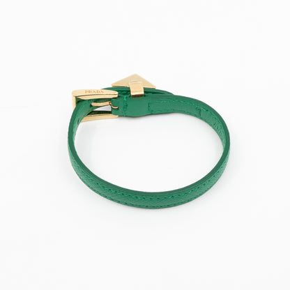 Triangle Charm Bracelet Green Leather