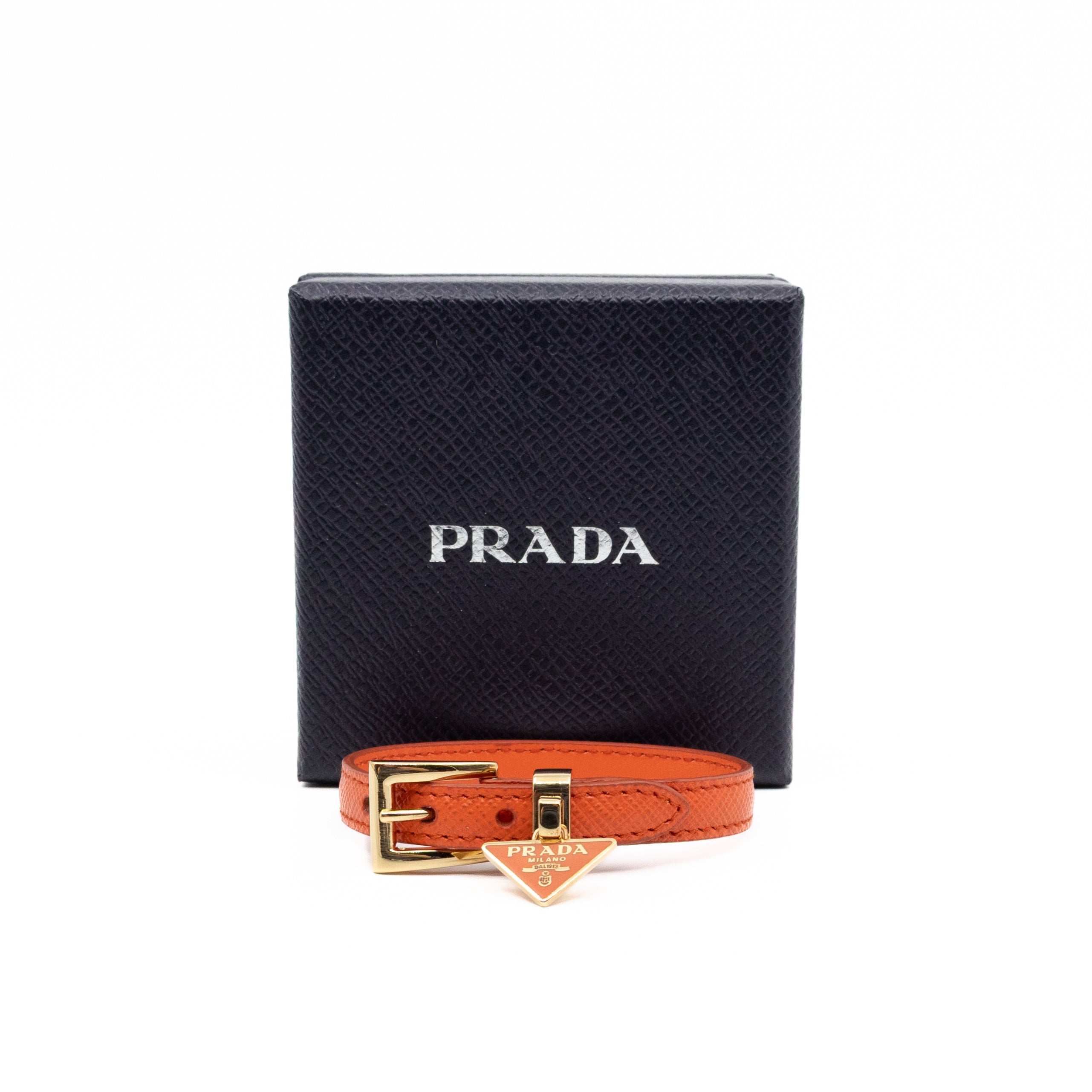 Triangle Charm Bracelet Orange Leather