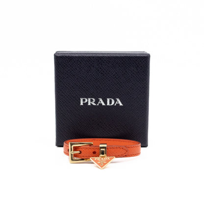 Triangle Charm Bracelet Orange Leather