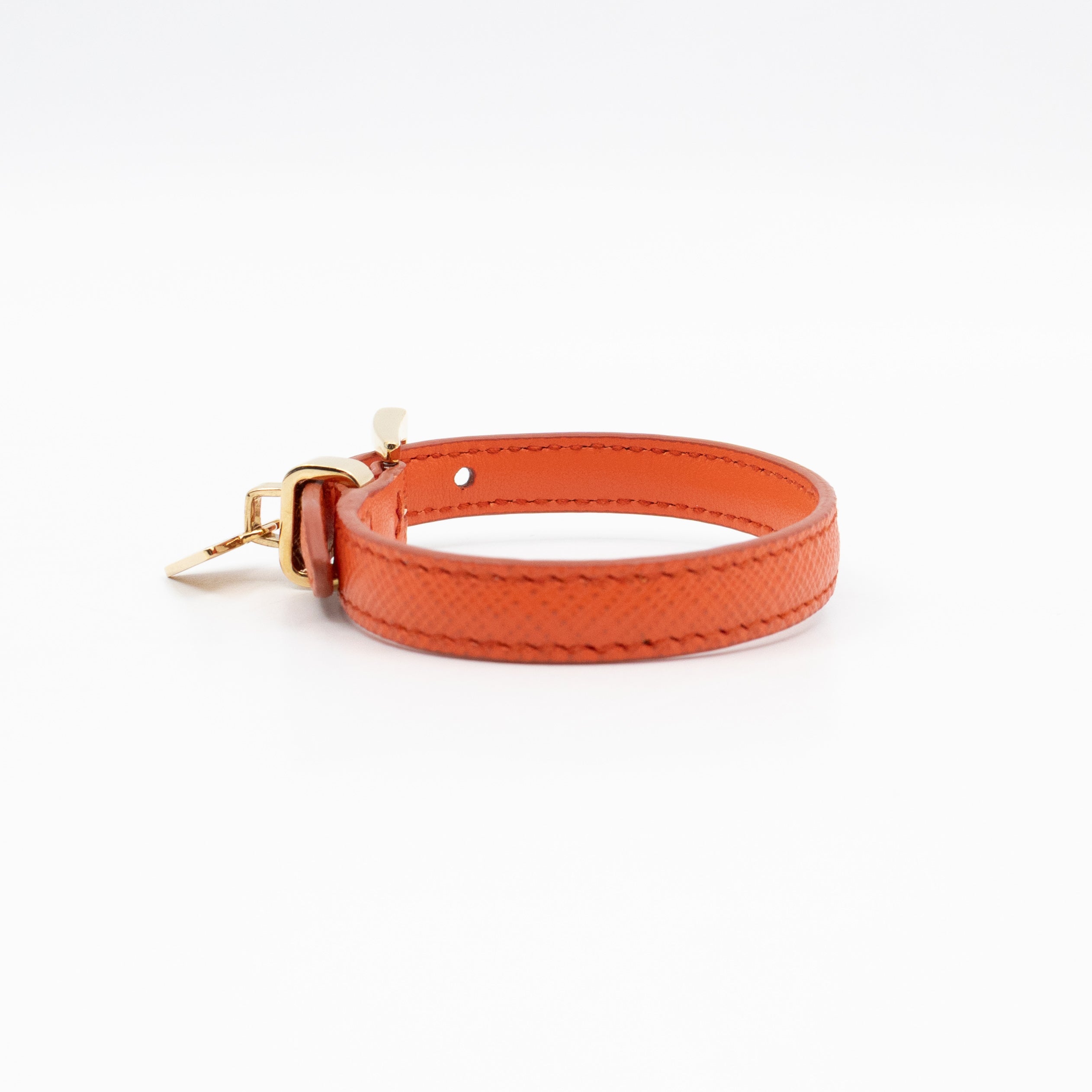 Triangle Charm Bracelet Orange Leather