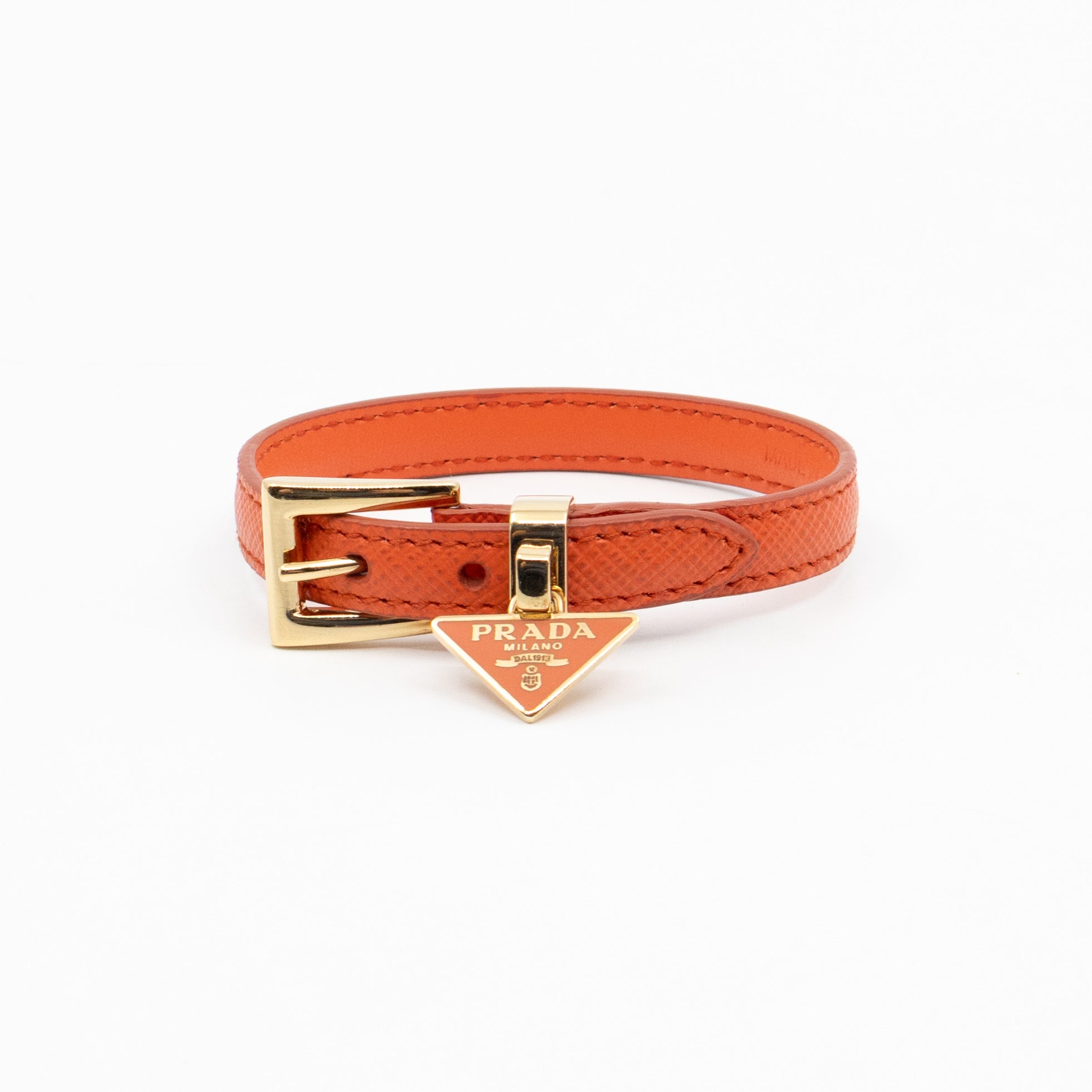 Triangle Charm Bracelet Orange Leather