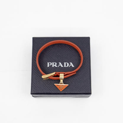 Triangle Charm Bracelet Orange Leather