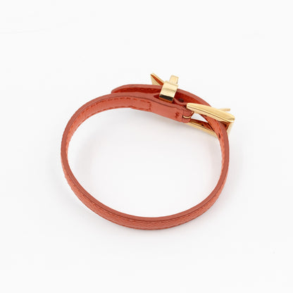 Triangle Charm Bracelet Orange Leather