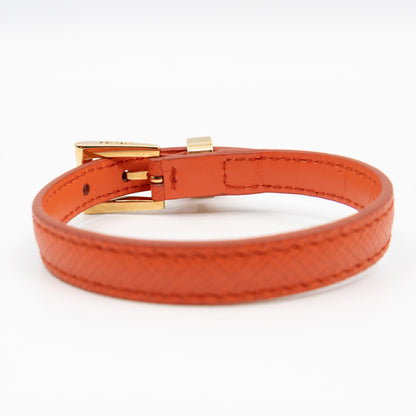 Triangle Charm Bracelet Orange Leather
