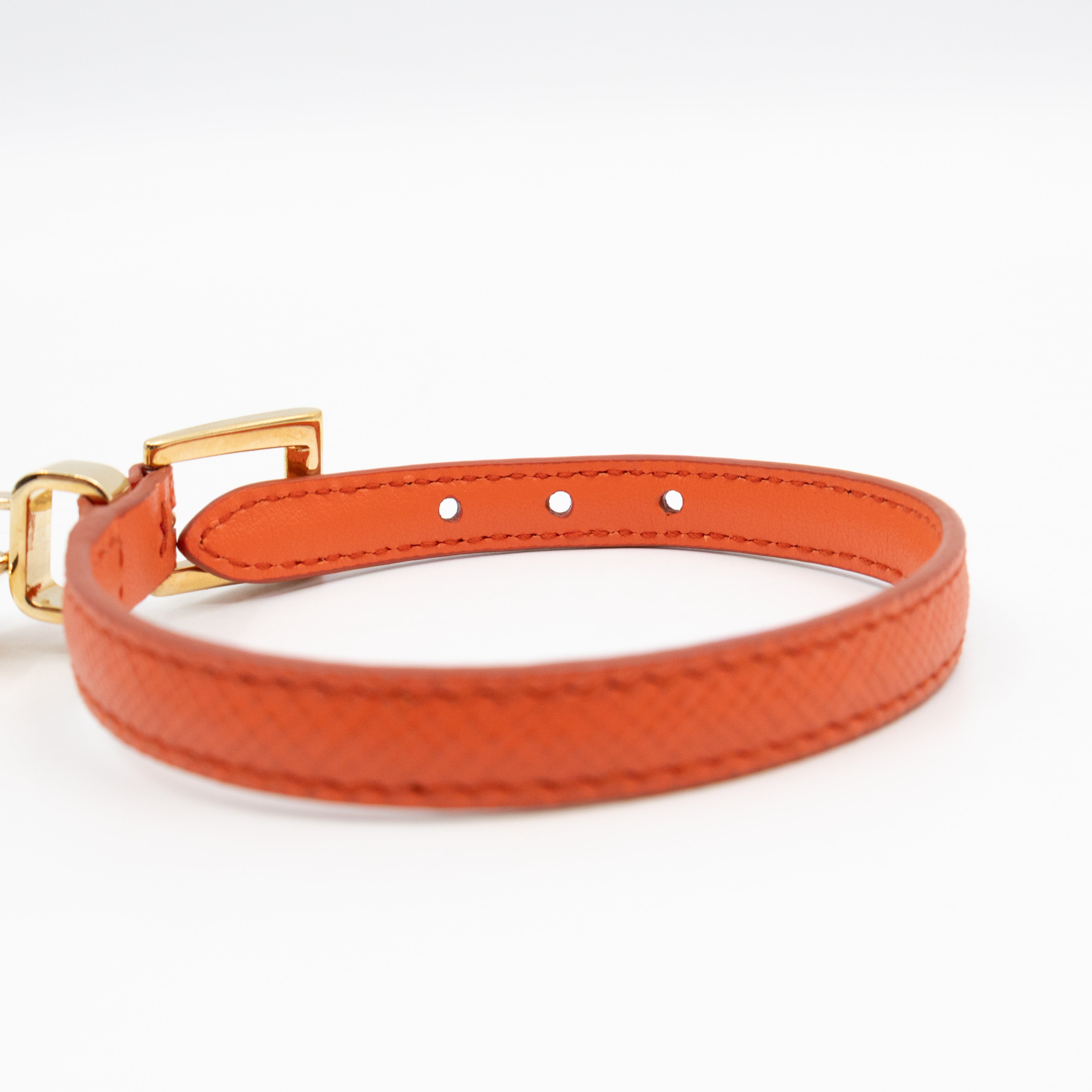 Triangle Charm Bracelet Orange Leather