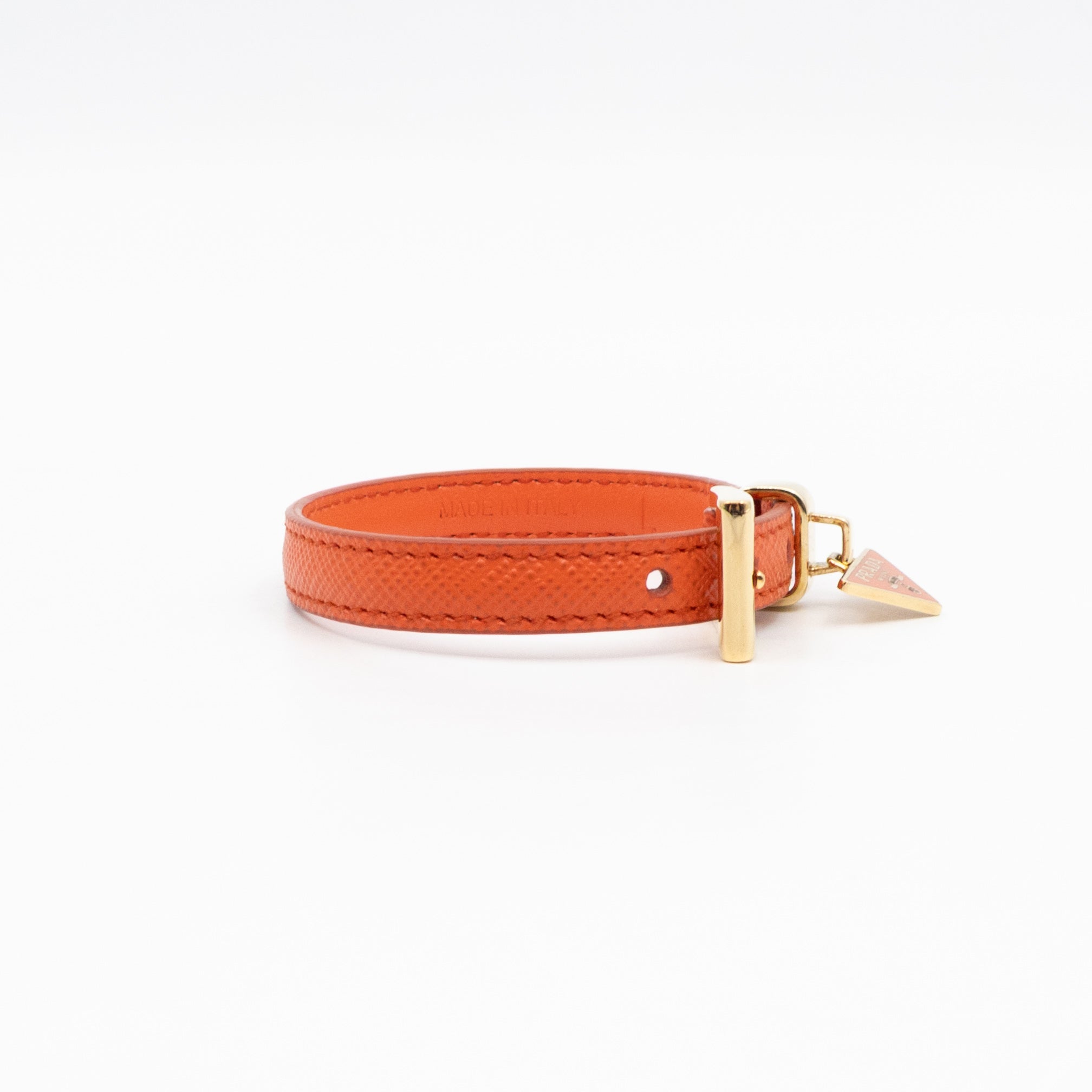 Triangle Charm Bracelet Orange Leather