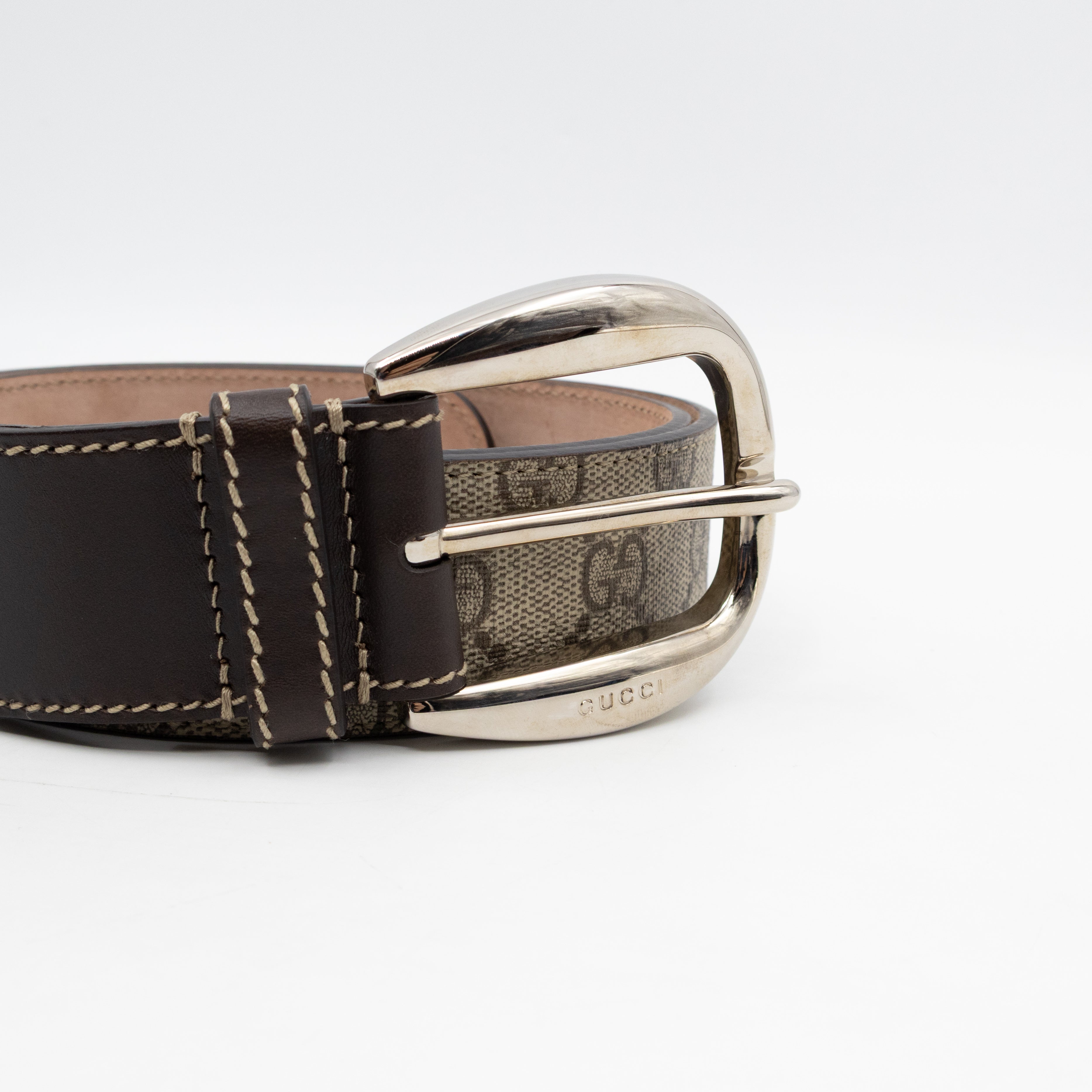 Wide Belt GG Supreme Brown Leather 95 cm