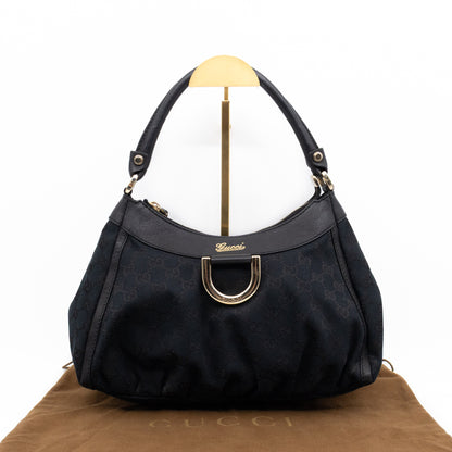 Abbey D-Ring Shoulder Bag Black GG Canvas