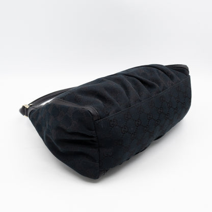 Abbey D-Ring Shoulder Bag Black GG Canvas