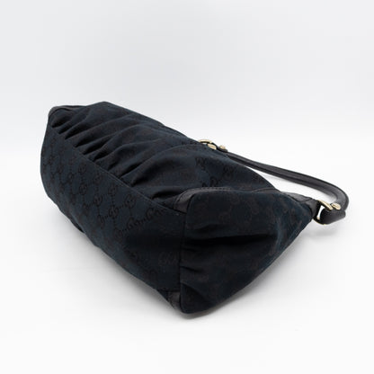 Abbey D-Ring Shoulder Bag Black GG Canvas