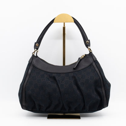 Abbey D-Ring Shoulder Bag Black GG Canvas