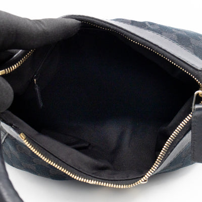 Abbey D-Ring Shoulder Bag Black GG Canvas