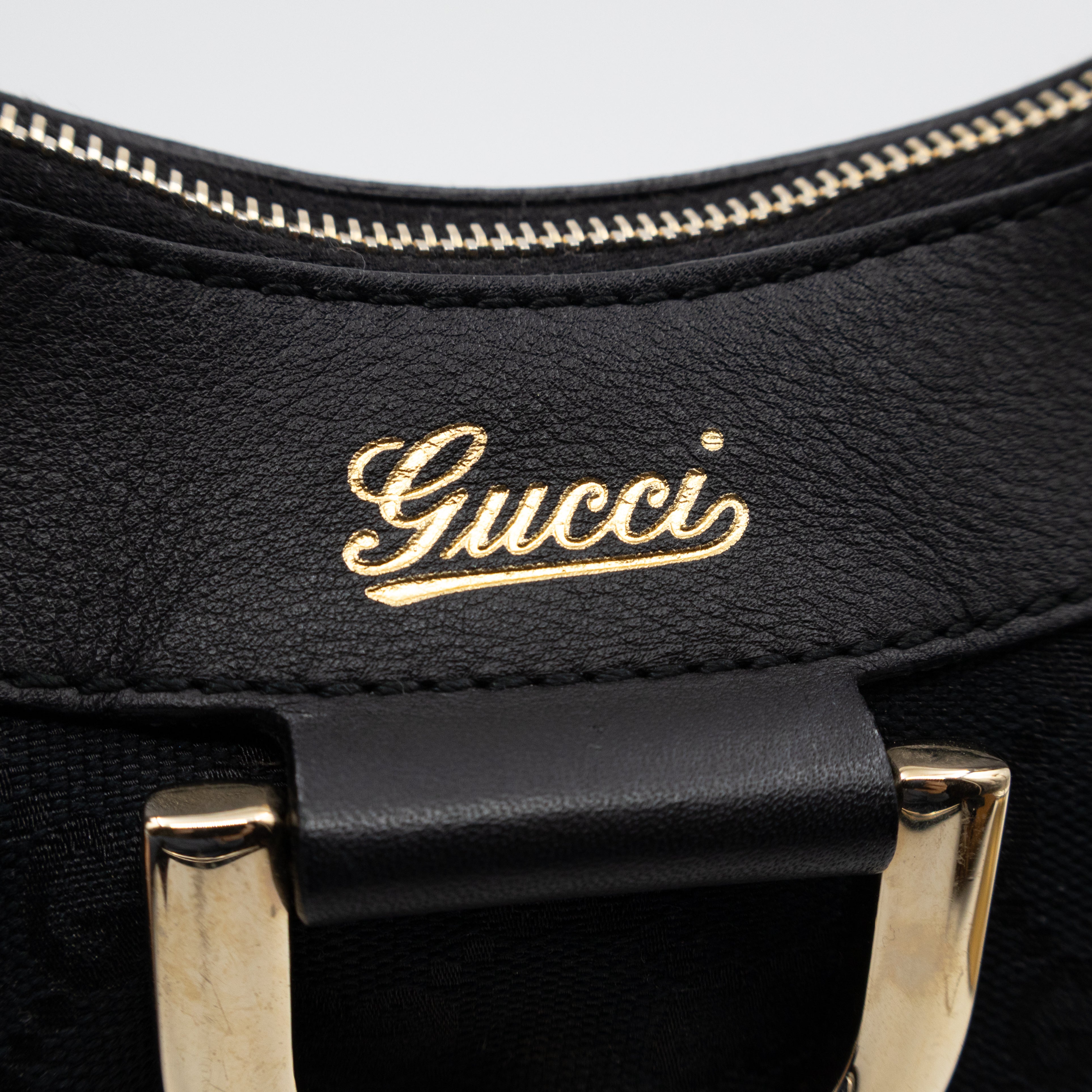 Abbey D-Ring Shoulder Bag Black GG Canvas