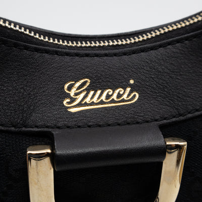 Abbey D-Ring Shoulder Bag Black GG Canvas