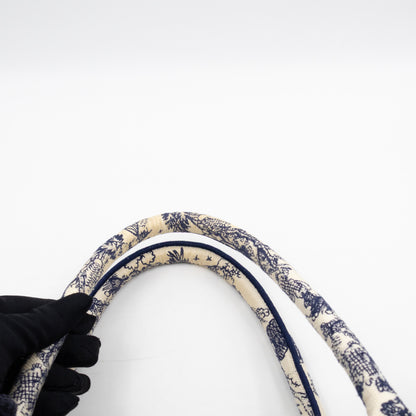 Book Tote Medium Navy & White Toile de Jouy Sauvage Embroidery