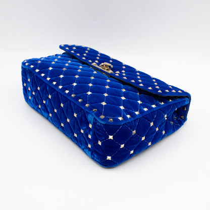 Rockstud Spike Medium Shoulder Bag Blue Velvet