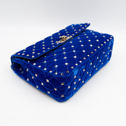 Rockstud Spike Medium Shoulder Bag Blue Velvet