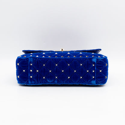 Rockstud Spike Medium Shoulder Bag Blue Velvet