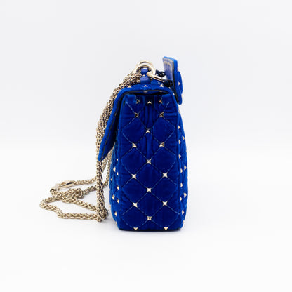 Rockstud Spike Medium Shoulder Bag Blue Velvet