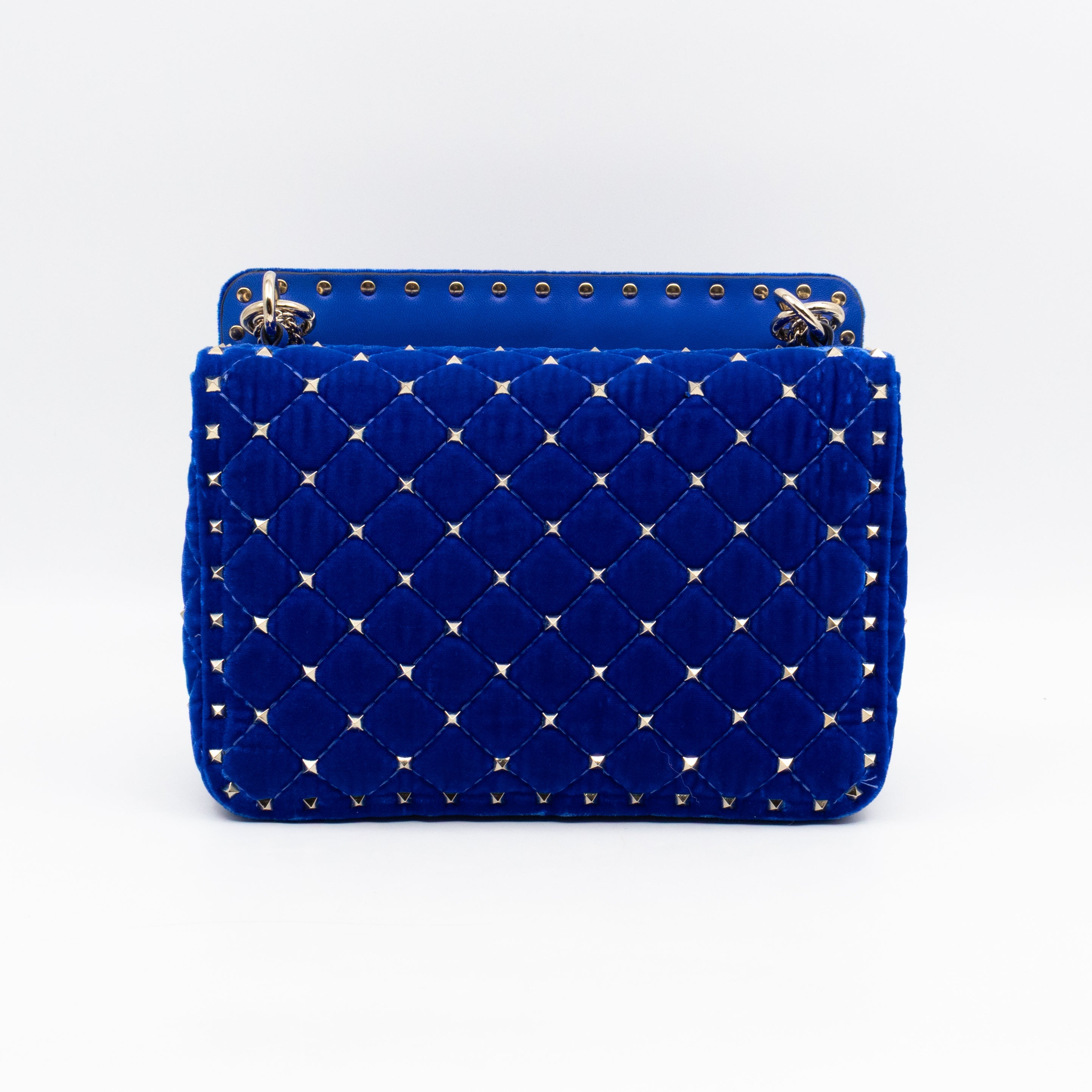 Rockstud Spike Medium Shoulder Bag Blue Velvet