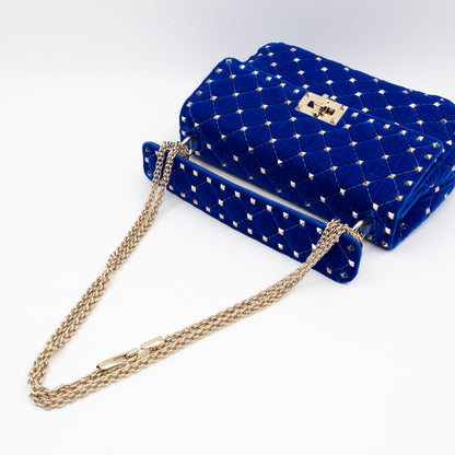 Rockstud Spike Medium Shoulder Bag Blue Velvet