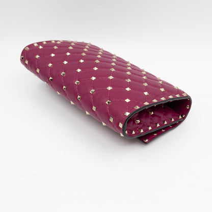 Rockstud Spike Crossbody Clutch Bag Fuchsia Leather