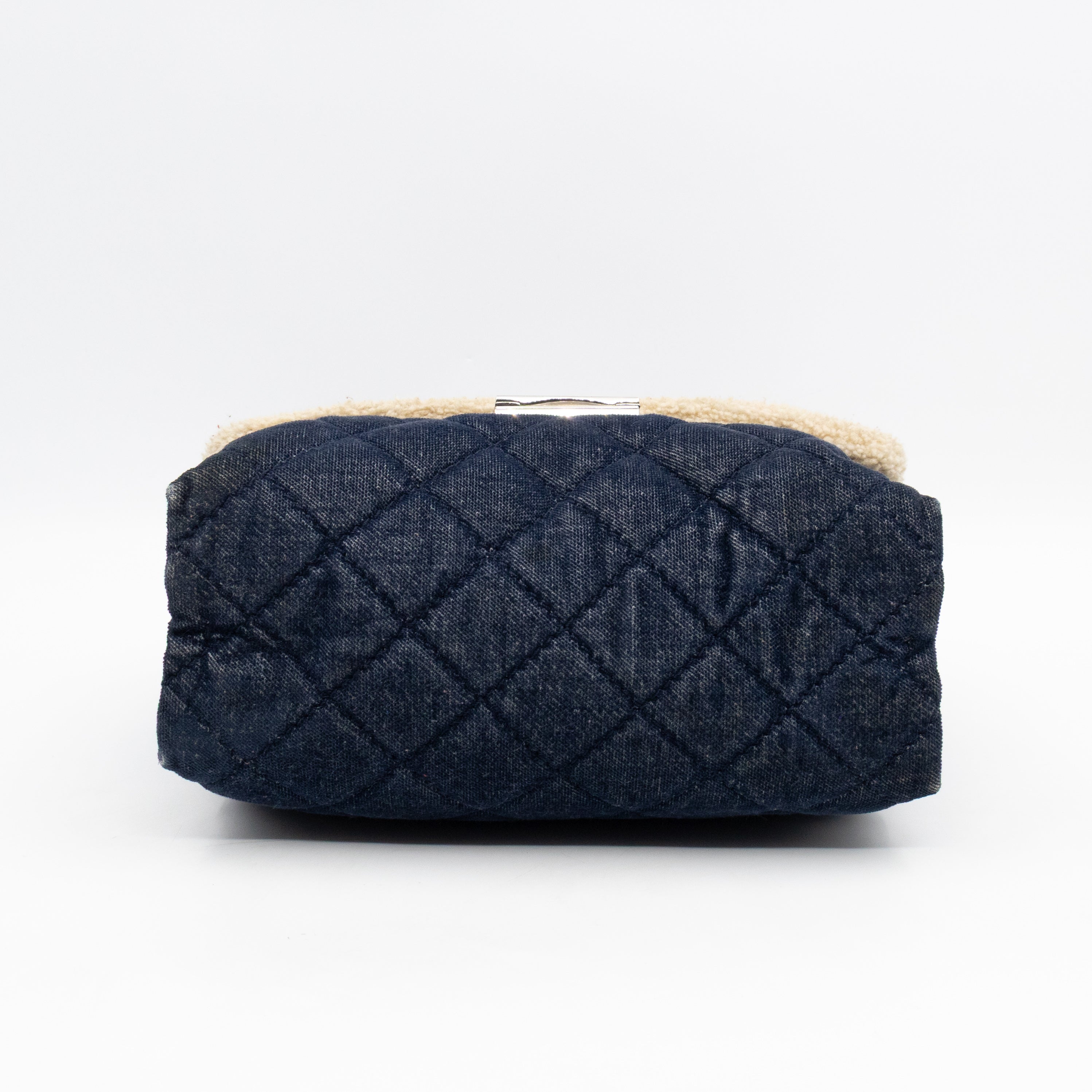 Beckett Shoulder Bag Soft Quilted Denim Blue Faux Shearling