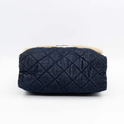 Beckett Shoulder Bag Soft Quilted Denim Blue Faux Shearling