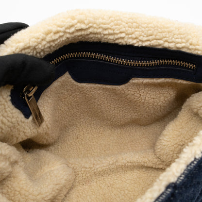 Beckett Shoulder Bag Soft Quilted Denim Blue Faux Shearling