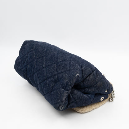 Beckett Shoulder Bag Soft Quilted Denim Blue Faux Shearling