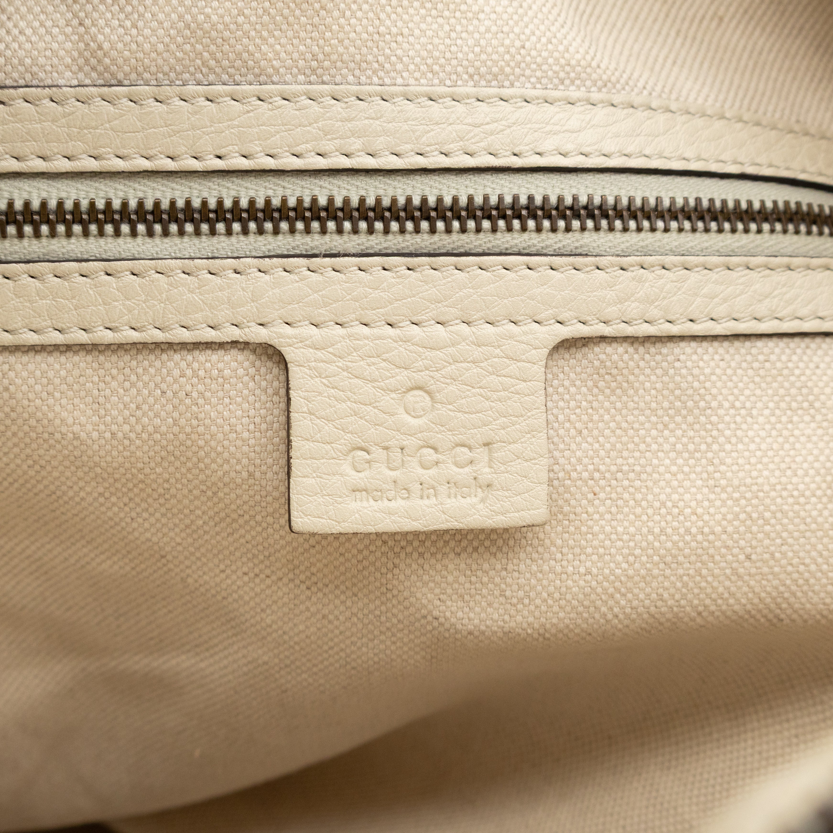 Twill Top Handle Bag White Pebbled Leather