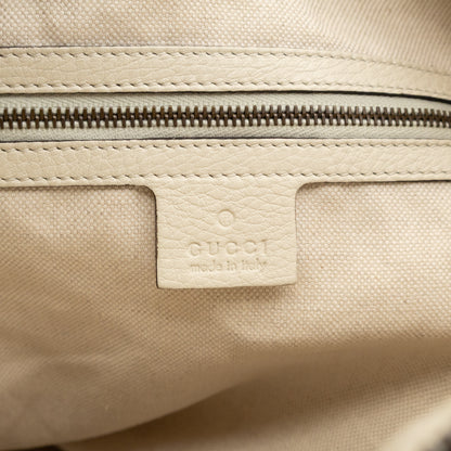 Twill Top Handle Bag White Pebbled Leather