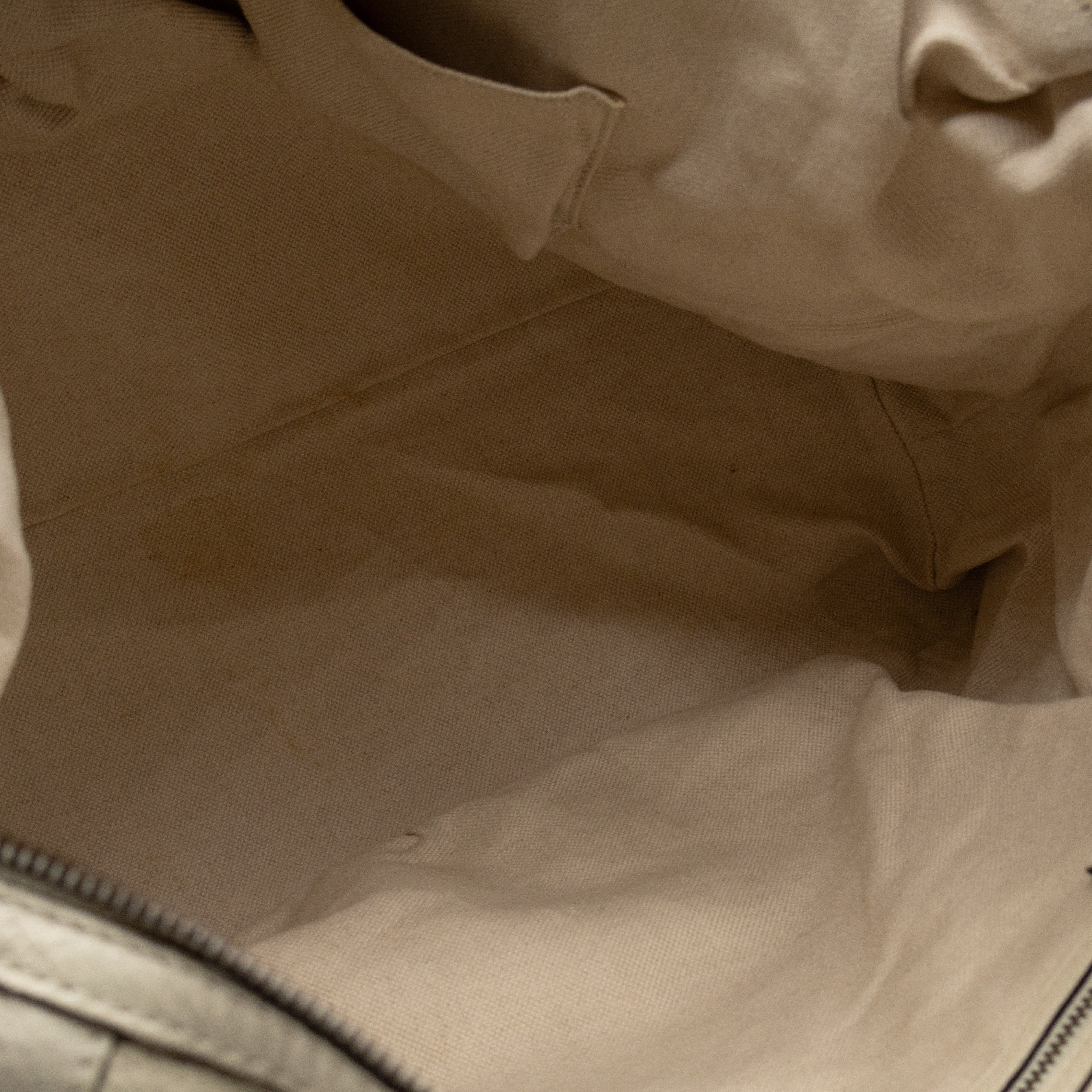 Twill Top Handle Bag White Pebbled Leather