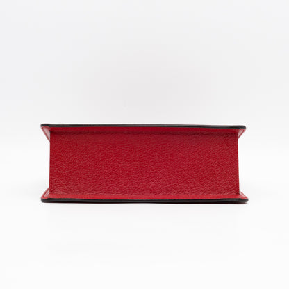 Floral Embroidered Ricami Small Shoulder Bag Red Leather