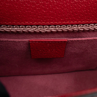 Floral Embroidered Ricami Small Shoulder Bag Red Leather