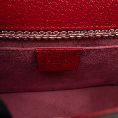 Floral Embroidered Ricami Small Shoulder Bag Red Leather